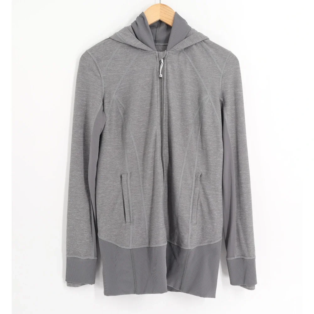 Lululemon Women's Sz 10 Daily Practice Hooded Jacket Heathered Slate Gray